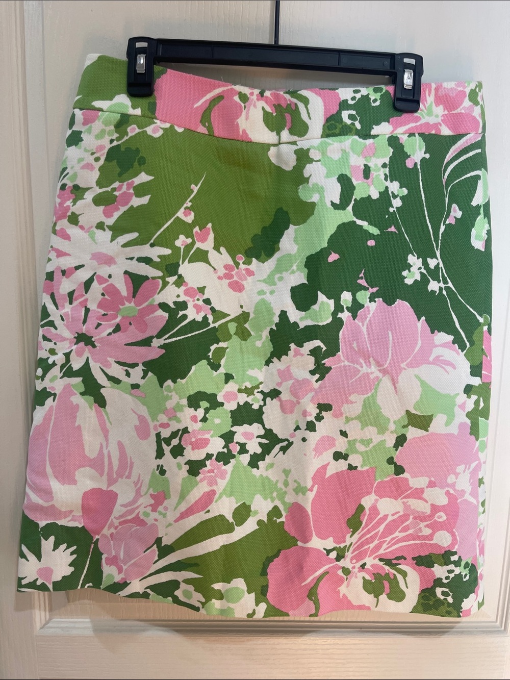 Talbots Pink and Green Floral Pique Cotton Skirt